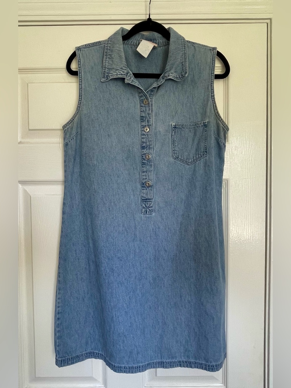 Faded Glory Light Blue Sleeveless Denim Shift Dress